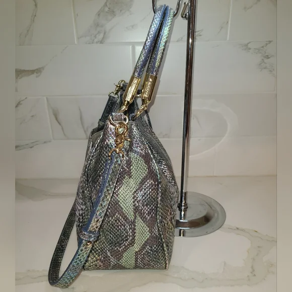 Brahmin Marianna Moonstone Seville Iridescent Snake Print Shoulder Bag Tote - Picture 9 of 16